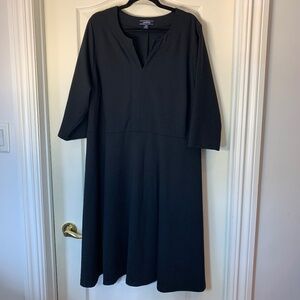 Land’s End Black Midi Dress – Capsule Wardrobe Essential with Belt Loops (3X)